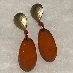 Elegant Gold and Orange Drop Earrings ~ Vintage Style ~